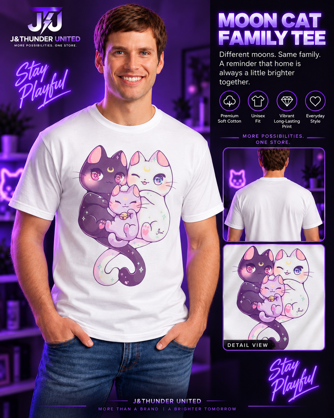 Moon Cat Family Tee